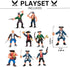 8 Piece Pirate Action Figures Playset, Assorted Poses and Weapons, Fun Party Favor for Kids (3.5 inch)