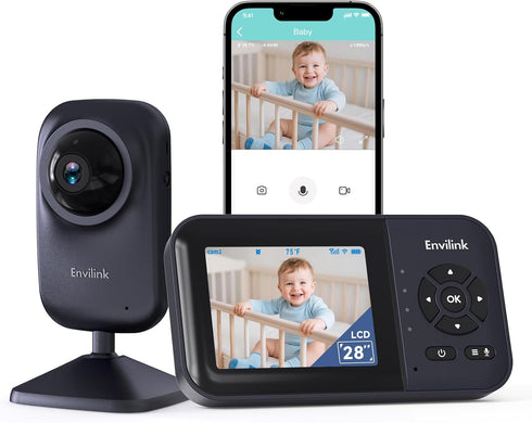Envilink Video Baby Monitor with App, 2.8" Screen 14h Battery, Sound Detection, Night