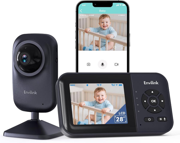 Envilink Video Baby Monitor with App, 2.8" Screen 14h Battery, Sound Detection, Night