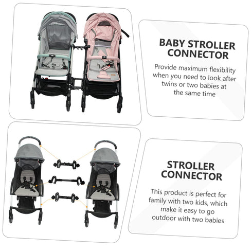 PERSELOSO 3Pcs Twin Stroller Connector Detachable Baby Stroller Accessories for Twin Babies Adjustable and Lightweight