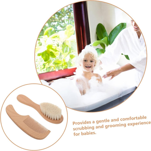 Vaguelly Born Essentials Shampoo Detangler Brush Scalp Scrubber Hair Brush Comb Newborn Hair Soft Bristle Bath Gentle