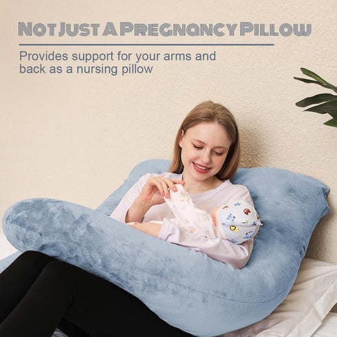 55 inch Chilling Home Pregnancy Pillows - U Shaped Maternity Pillow for Pregnant Women with Velvet Removable Cover