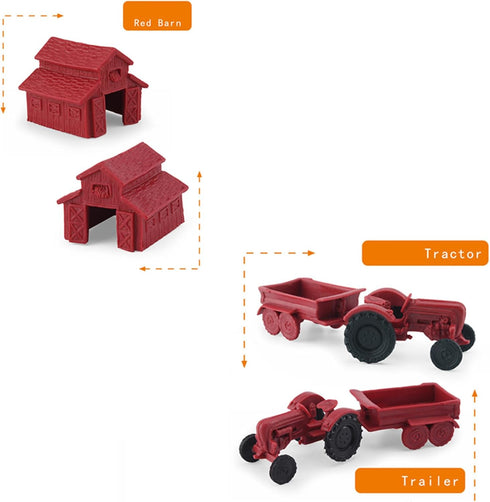 MEMOVAN Realistic Mini Barn Farm Toys Tractor Playset - Plastic Farm Animals, Cake Toppers, Toy Truck