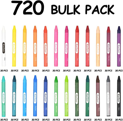 Rarlan 30 Packs 24 720 Count Crayons Bulk, Crayon with Assorted Colors, Crayons