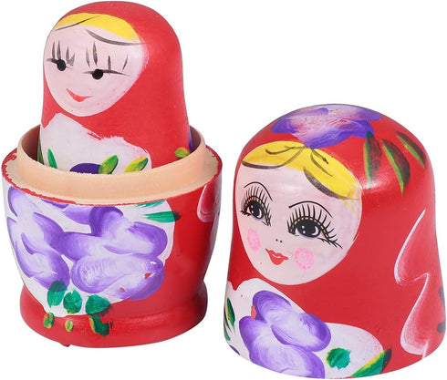 TOYANDONA Russian Nesting Dolls for Kids, Wood Matryoshka Doll Stacking Nested Set, Handmade Girl-Pattern Toys