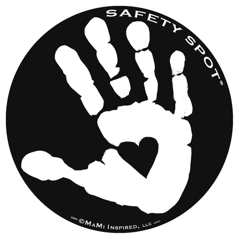 Magnet - Kids Handprint for Car Parking Lot Safety, Black Background with White