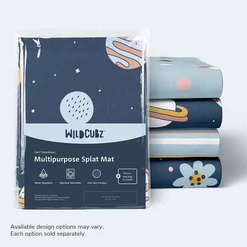 51" Heavy Duty Baby Splat Mat for Under High Chair | Includes Wet Bag | Premium Washable Toddler Mat | Baby Led Weaning