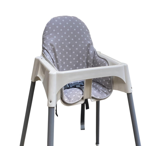Cotton Seat Covers for IKEA Antilop Highchair, Foldable Baby Highchair Cover with Forest Pattern (Grey Star)