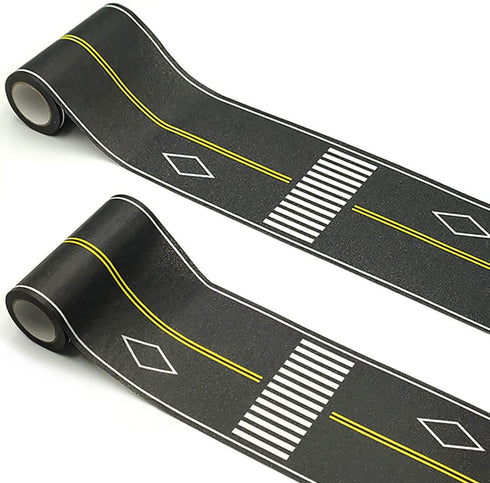 Play Road Tape for Kids, 2-Pack of 3.9 Inch Wide x 32.8 ft Black Tape for Car Toy Track, No Residue Gift