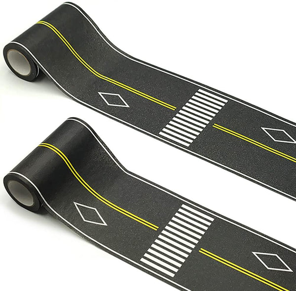 Play Road Tape for Kids, 2-Pack of 3.9 Inch Wide x 32.8 ft Black Tape for Car Toy Track, No Residue Gift