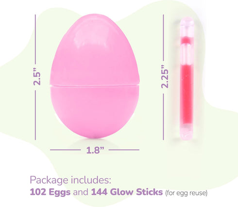 Set 102 144 ArtCreativity Glow in the Dark Easter Eggs - Eggs and Glowsticks - Multiple Colors for a Glowing Spectacle
