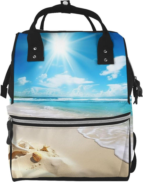 DWVTSLH Bright Sunshine Summer Beach Diaper Bag Backpack Multifunction Nappy Bags Waterproof Mummy