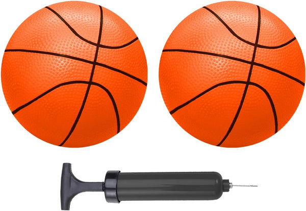ABAJI Mini Basketballs Set - 2 Pack 5" Orange with Pump Needle for Mini Hoop, Durable for Kids 3+