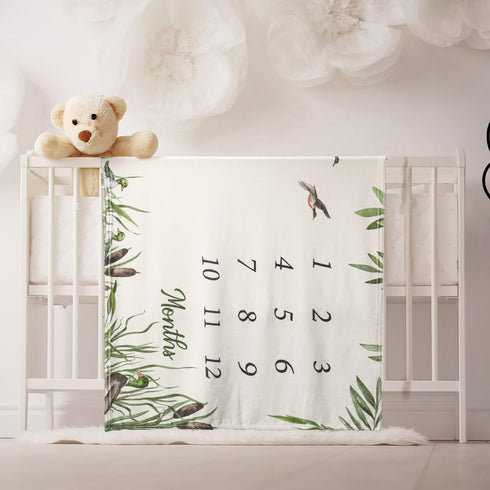 40"x60" Preboun Baby Monthly Milestone Blanket Mallard Duck Months Blanket Photo Props Mallard Duck Stuff Growth Chart