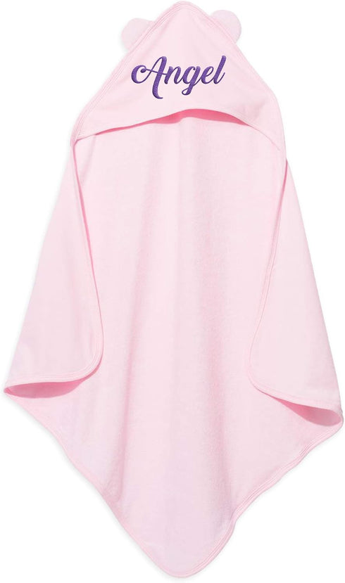 TEEAMORE Personalized Hooded Baby Bath Towel with Ears Add Your Text Embroidered