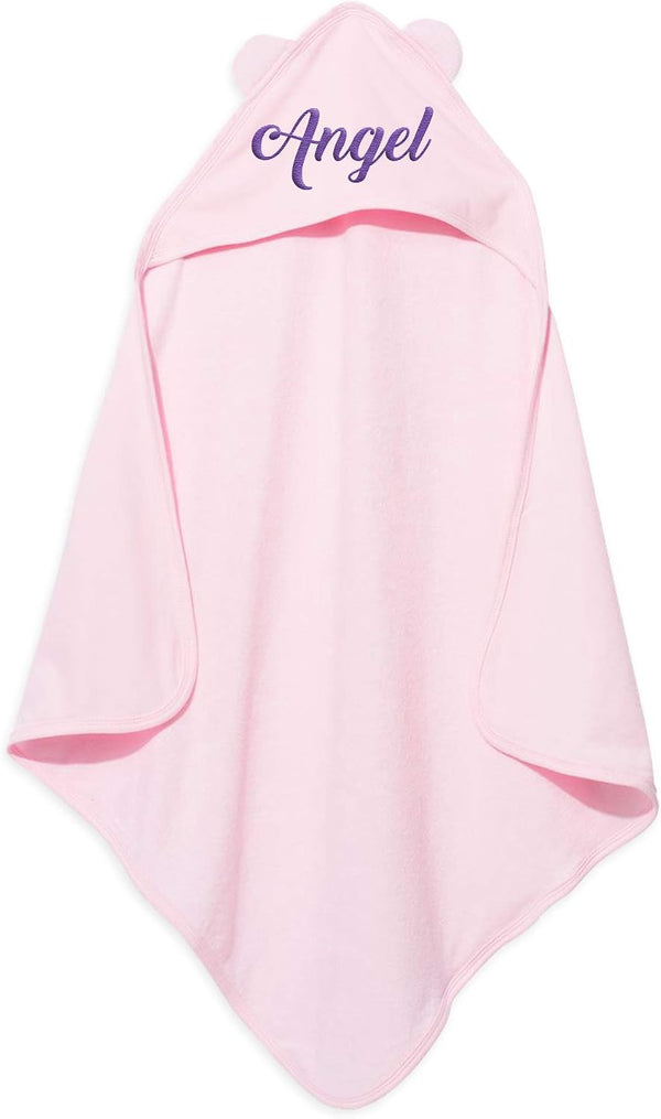 TEEAMORE Personalized Hooded Baby Bath Towel with Ears Add Your Text Embroidered