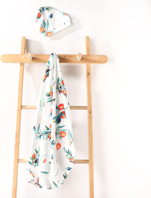 Newborn Baby Girl Floral Oversized Swaddle Blanket and Hat Set, Newborn Receiving Blanket