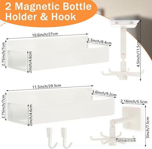 WAKCCIL 2 Pack Magnetic Baby Bottle Organizer for Refrigerator, Space-Saving Metal Storage Rack with Rotating Hook