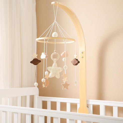 let's make Baby Crib Mobile with Arm Boho Star Moon Nursery Mobile