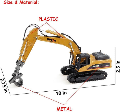 Gemini&Genius Heavy Metal Construction Vehicle Toys, 1/50 Scale Timber Grab Excavator, Engineering Alloy Models Gift