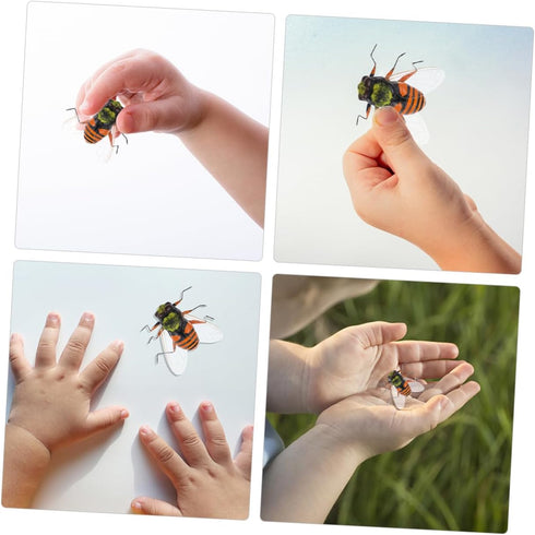 6pcs High Simulation Insect Bee Figures, Realistic Bee Educational Plaything, Cake Topper, Lawn Ornament