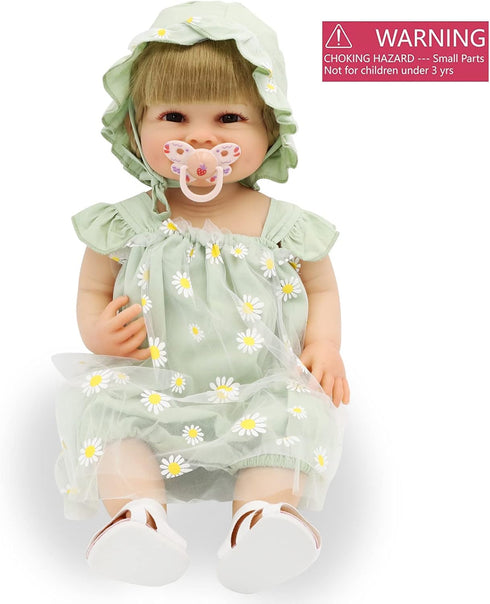 22 Inch Lifelike Reborn Girl Baby Doll - Realistic Silicone Full Body Newborn with Accessories, Weighted Soft Toy Gift