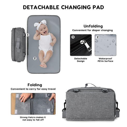 SONARIN Portable Pram Buggy Bag Organiser with Changing Pad,Multifunctional Waterproof Baby Changing Tote Bag Stroller