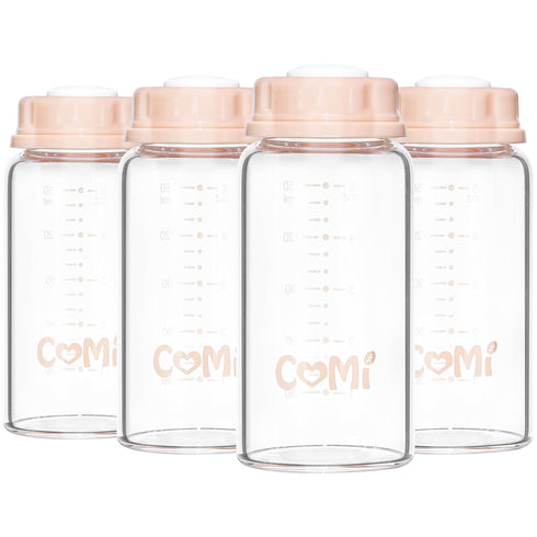 COMI Natural Glass Baby Bottle,Standard Neck Breastmilk Storage Bottle for Fridge,Breast Milk