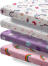 Jola's House 4 Pack Set Soft Baby Girl N Play Sheets for Mini Crib Mattress Unicron Rainbow Heart Cute Neutral