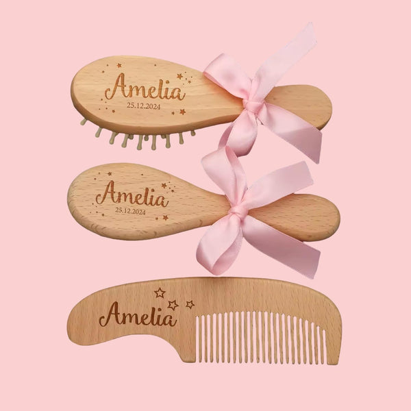 XFYSDIY Personalized Baby Gift Newborn Hair Brush and Comb, Customized Engraved Baby KeepsakePersonalized