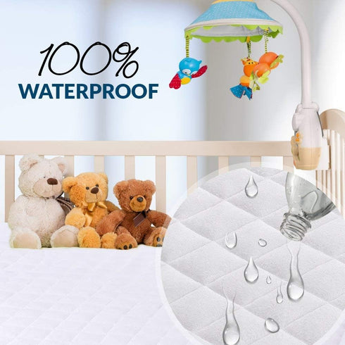 28x49, 100% PlushDeluxe Crib Mattress Protector, Waterproof, Noiseless, Ultra Soft Viscose Made from Bamboo