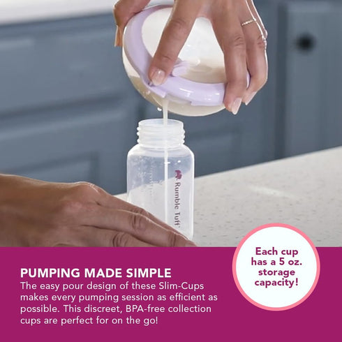 (24mm) Rumble Tuff- Slim Cups Wearable Hands-Free Collection Cups for Breastfeeding Babies & Mothers with Insert Kits |