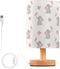 YYZZH Cute Elephant Baby Play Nightstand Lamp with Wood Base Fabric Shade for
