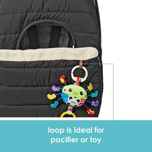 JJ Cole Winter Baby Car Seat Cover, Black, for Baby Seat or Stroller, Warm Sherpa Lining