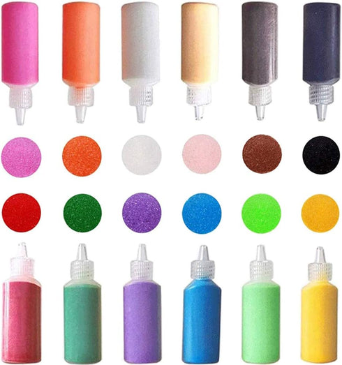 Panxxsen 12 Sand,1.25oz PCS Art Bottles DIY Arts and Crafts Kit,Scenic Sands for Arts & Crafts,Terrarium Sands Play DIY
