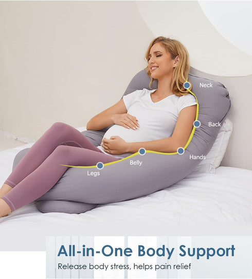 Bedbee Pregnancy Pillow for Sleeping, U Shaped Maternity Pillow with Microfiber Removable Cover, Support Back, Hips