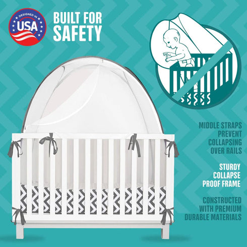 KinderSense - Premium Baby Safety Crib Tent - Toddler Crib Topper to Keep Baby from Climbing Out - See Through Mesh