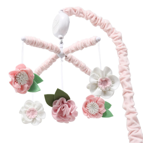12 The Peanutshell Crib Mobile for Girls - Pink Musical Baby Crib Mobile with Lullabies, Flower Baby Mobile Crib Pink