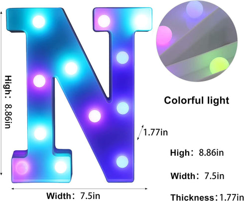 Foaky Colorful LED Letter Lights with Remote,Marquee Light Up Letters Sign for Night Light Wedding/Birthday Party
