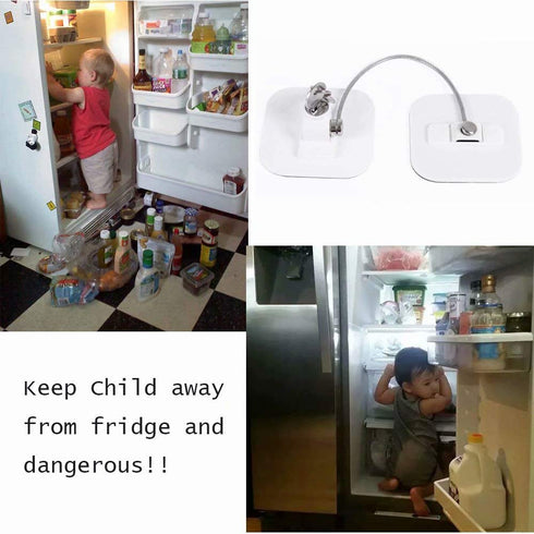 2 Pack Refrigerator Locks with Keys, White Fridge Lock for a Refrigerator