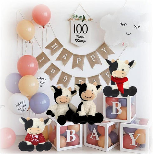 11.8" Small Cow Stuffed Animal,Cute Cuddle Cow Plush Party Decor Gifts for Kids