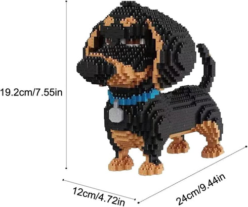 Mini Dog Building Blocks Pet Toy Bricks - Micro Mini 3D Puzzle Building Blocks Set for Kids or Adults (Black Dog