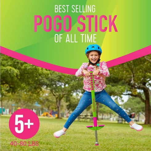 Flybar Maverick Pogo Stick for Kids Ages 5+, 40 to 80 Pounds, Easy Grip Handles, Anti-Slip Pegs, Outdoor Toys