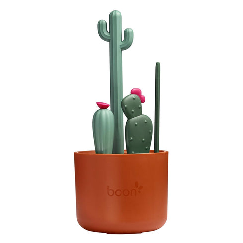 Boon Set 4 Count Lawn Baby Bottle Drying Rack Bundle - Includes Twig and Stem Accessories - with Cacti Bottle Brush