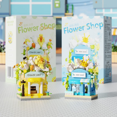 Jollcnoia Set Lilies Mini Flower Shop Building Toy Street City Store View Micro House Toys Festival Blocks for Home