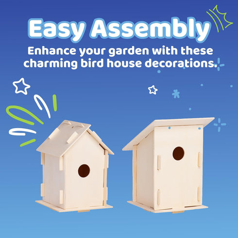 12 Set 3 2 Neliblu DIY Wooden Bird House Kits - Creative Arts and Crafts for Kids and Adults - Unfinished Wood