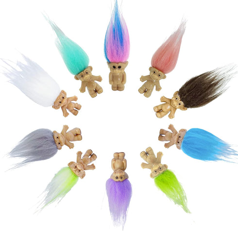 1.2" (10pack) Mini PVC Vintage Troll Doll Mini Action Figures Cake Toppers Chromatic Adorable Cute Little Guys