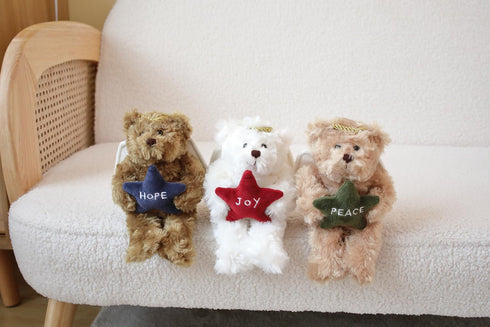Plushland Angel Bears, 6 Inches, Soft Stuffed Animal with White Wings and Halo, Gift for Christmas