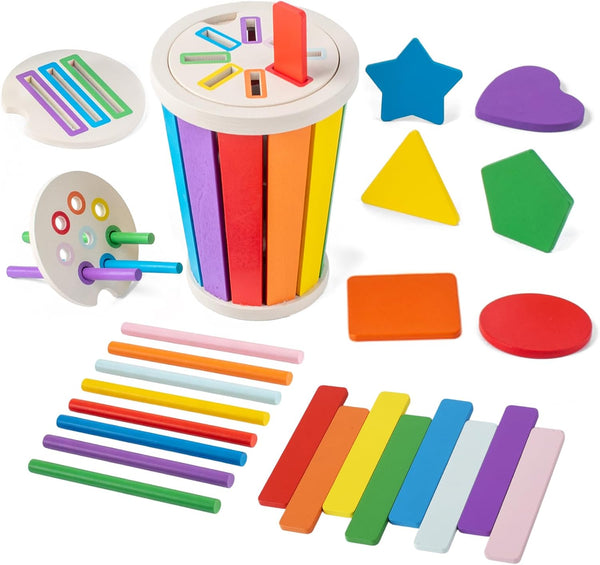 Montessori Toys for 1-3 Year Old, Wooden Color Sorting Learning Toys for