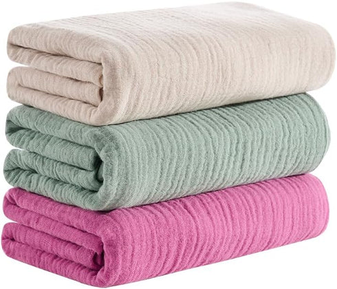 CottCare Baby Muslin Swaddle Blanket for Boys and Girls,31 x 35,3-Pack Breathable and